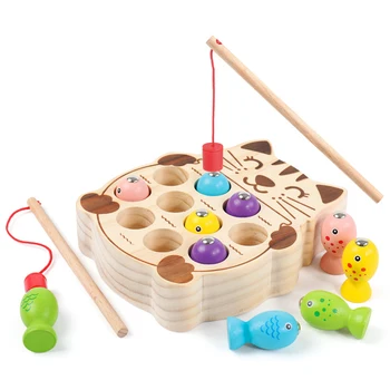 

13 Pcs Wooden Magnetic Fishing Game Jigsaw Puzzle Attention Training
