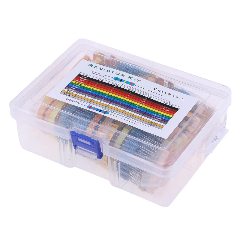 1100 Pieces 110 Values 1% Resistor Kit, 0.1 Ohm-10M Ohm 1/2W Metal Film Resistors Assortment for DIY and Experiments