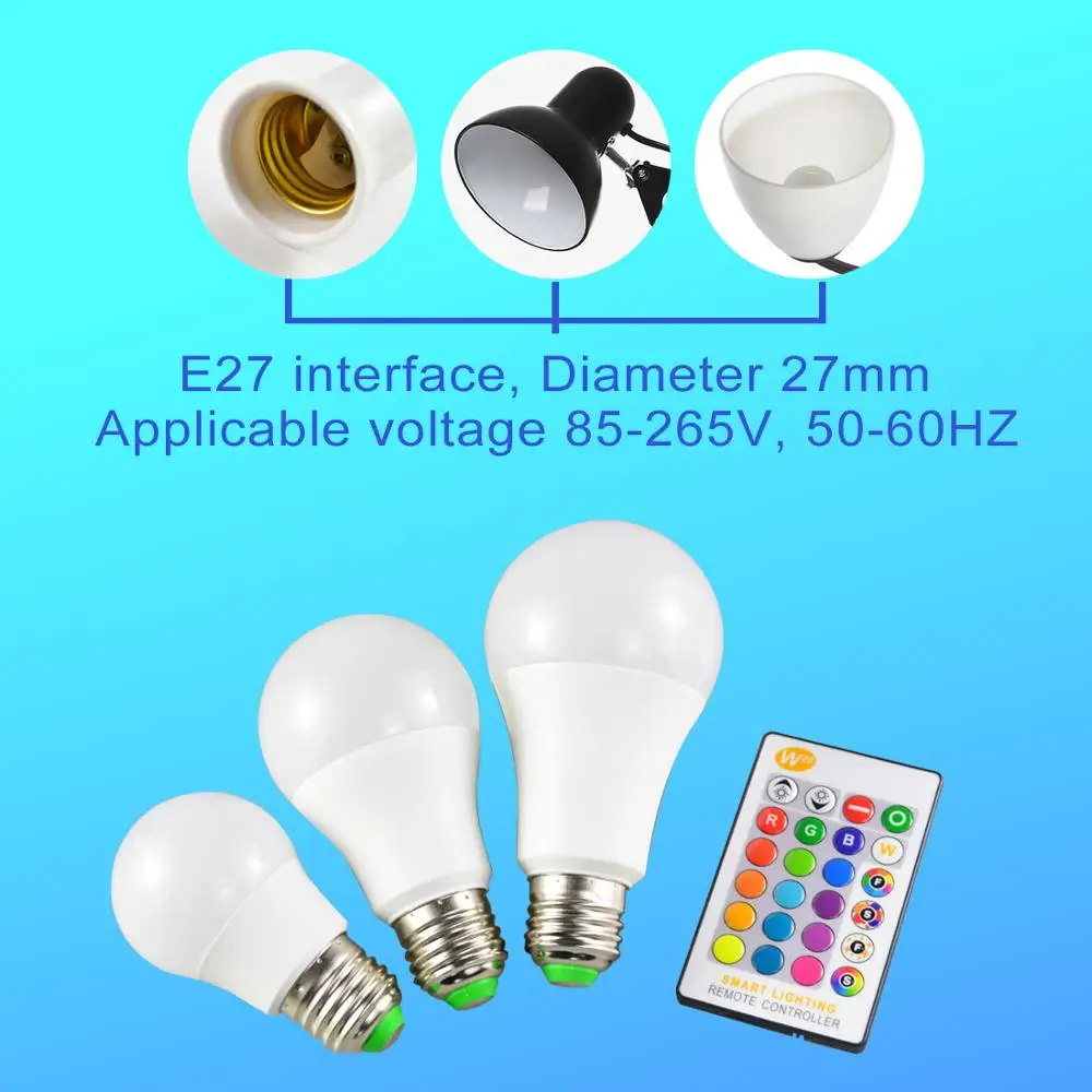 E27 RGB LED Bulb 5w 10w 15W 16 Color Changing Magic Lampada Smart Lights  Lamp 220V 110V Colorful Memory Mode + IR Remote Control - AliExpress