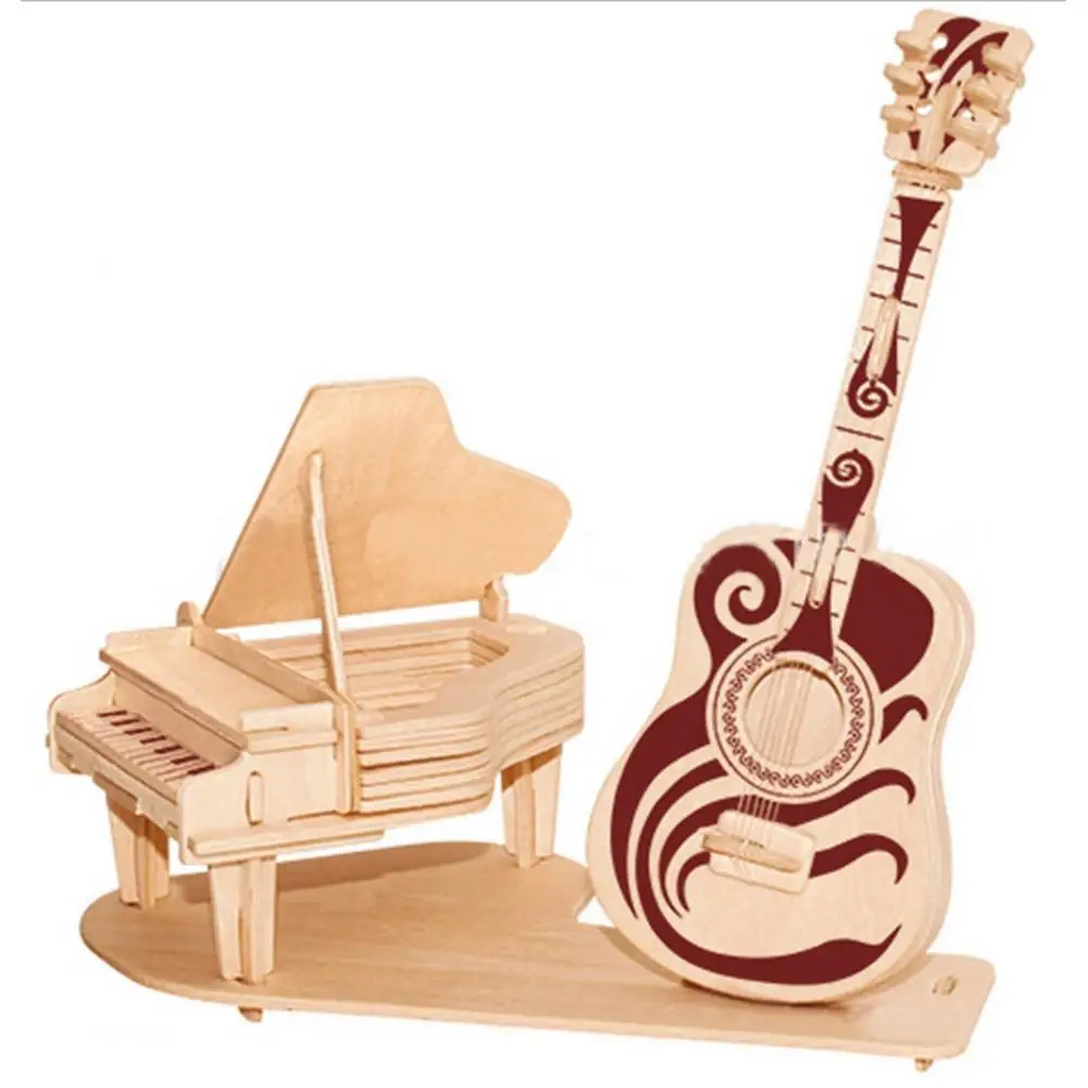 

DIY 3D Wooden Piano Guitar Puzzle 2 Big Board Children Gift Building Puzzle kidsToys