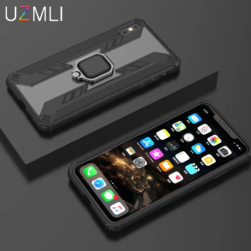 

Luxury Armor Soft Shockproof Case For iPhone 11 pro Max 2019 X XS MAX XR 8 7 6 6S Plus Silicone Bumper Metal Ring Cover+Gifts