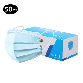 

20-200PCS Disposable Mask 3-Layer Non-Woven Face Mask Breathable Comfortable Mouth Mask Anti-dust Mouth Cover Respirator Blue