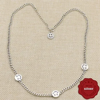 

s925 sterling silver necklace personality retro punk style chain couple fashion all-match smiling face shape gift 2020 new hot