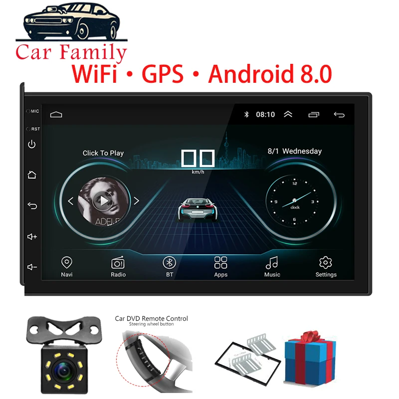 Автомобильный семейный 2 Din Автомобильный Радио Android 8,0 gps навигация Bluetooth Сенсорный экран Wifi автомобильный аудио стерео FM USB автомобильный мультимедийный MP5