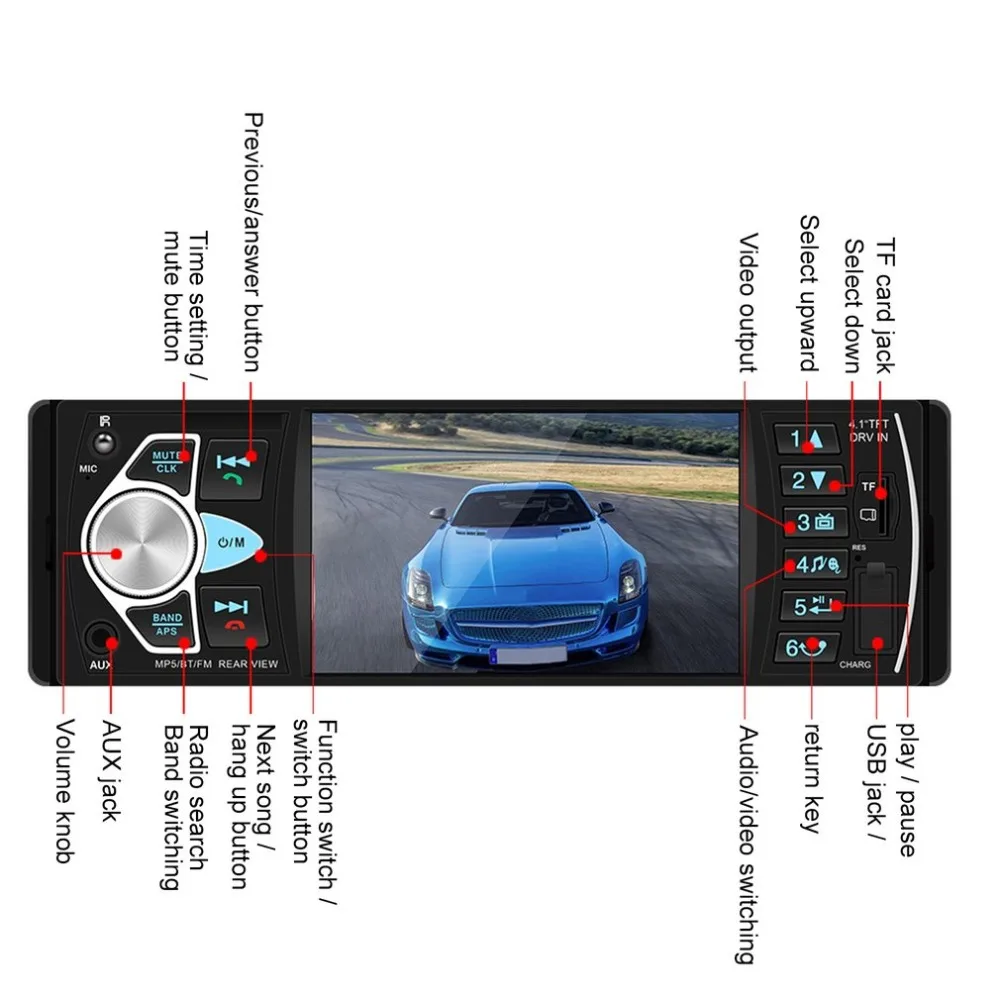 4022D 4,1 дюймовый цветной экран высокой четкости Hands-Free автомобильный Mp5 плеер карта U диск радио Реверсивный Автомобильный плеер