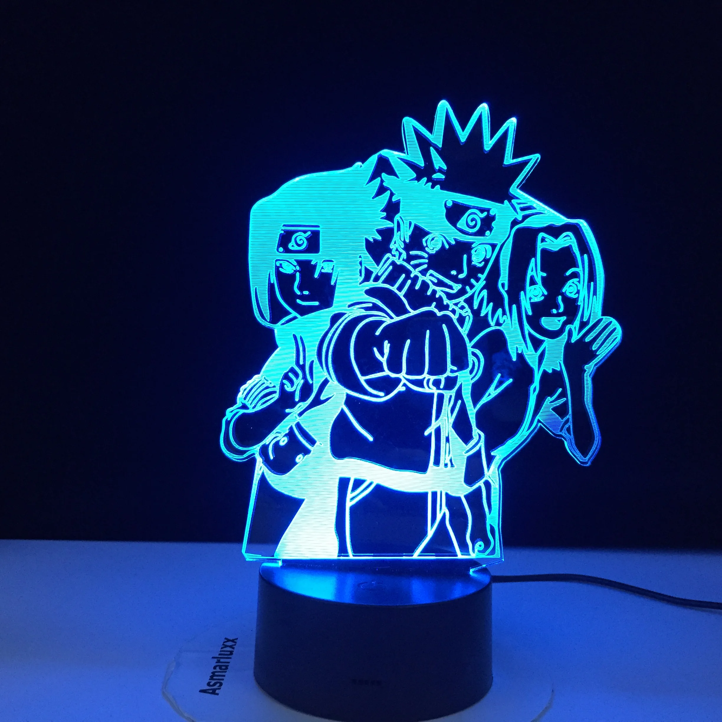 Светодиодный ночник Наруто Узумаки мультяшный светильник для аниме Team 7 Sasuke Kakashi