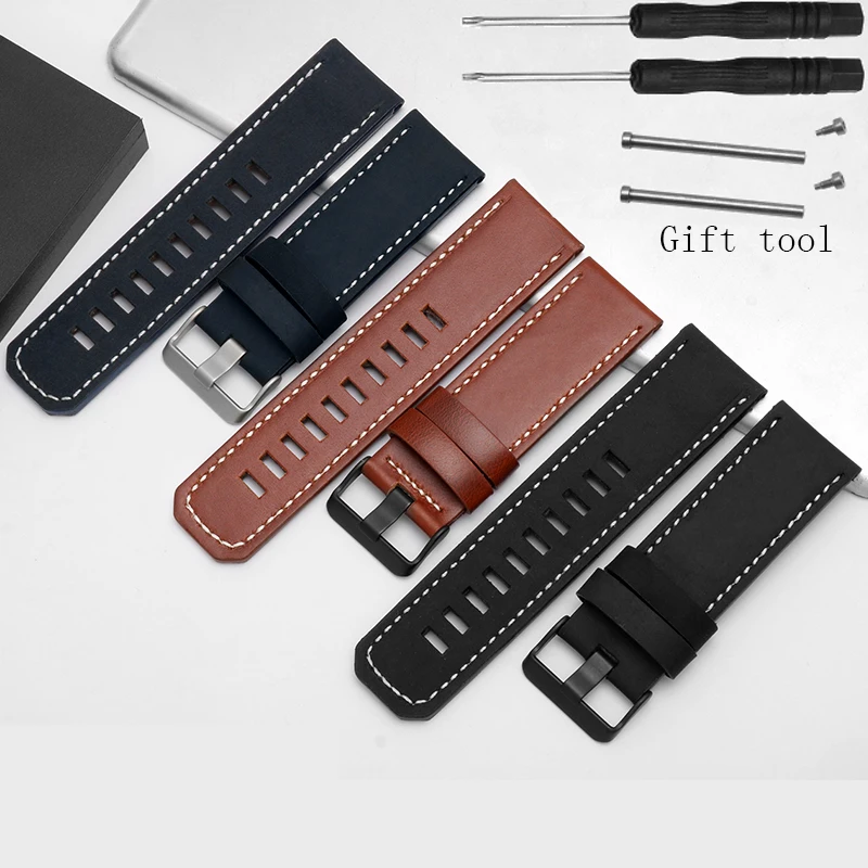 

Ремешок из коровьей кожи для мужских часов, 26 мм, черный, синий ремешок с пряжкой с язычком ДЛЯ Fenix 1/2/3 5X6X