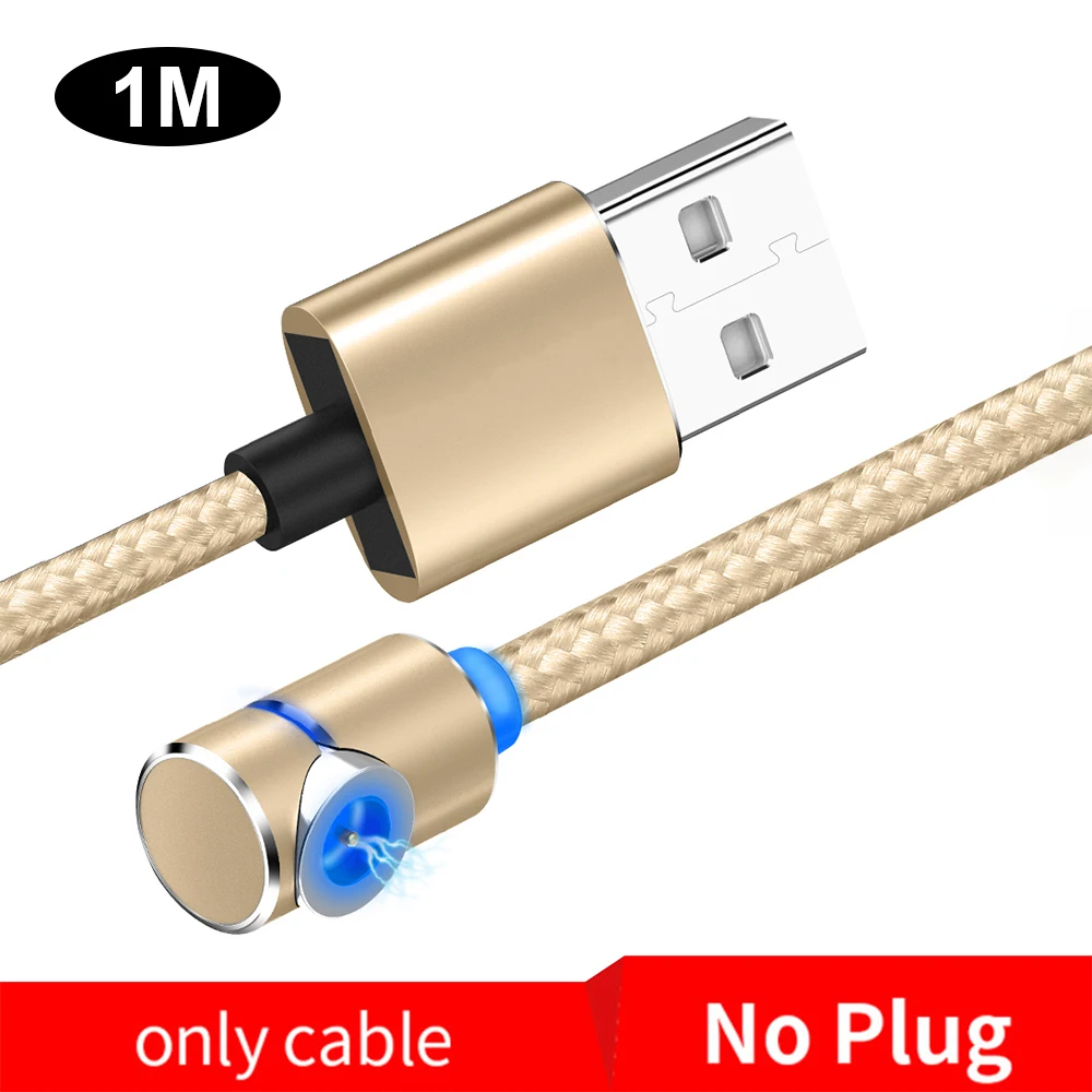 Магнитный Micro USB кабель, 1 м, 2 А, для Xiaomi Redmi, Тип C, Android, штепсельный кабель для huawei Honor, алюминиевый локоть, магнитный кабель для зарядки - Цвет: Only Cable Gold