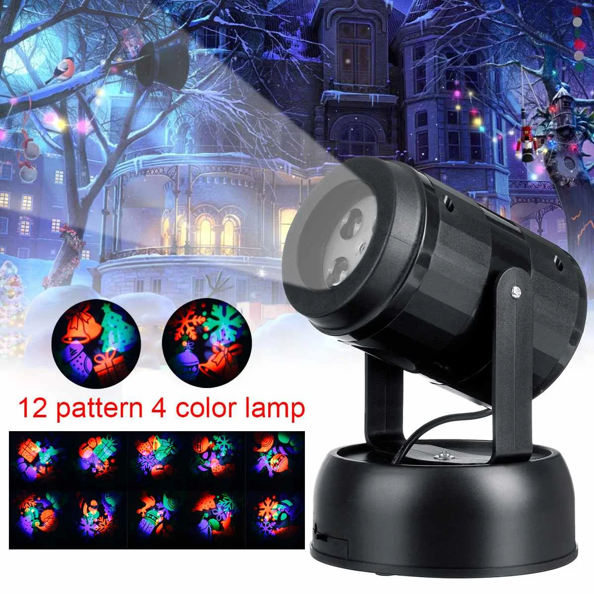 

Christmas 18 Holes Automatic Projector Lamp Outdoor Landscape Light Holiday Lighting Halloween Party Garden Decoration USB Power