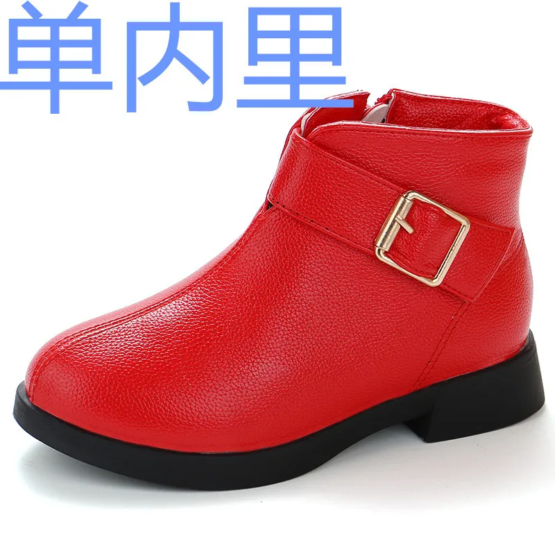red single boot Детские резиновые сапоги; Детские теплые ботиночки Martin для девочек; зимняя повседневная обувь для малышей; детские зимние ботинки; зимние ботинки для малышей - Цвет: red single boot