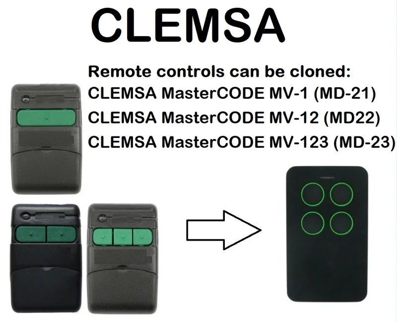 

CLEMSA MasterCODE MV-1(MD-21) Garage Door Remote Control Duplicator 433.92MHz garage command