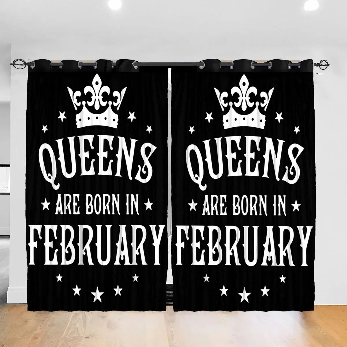 

Living Room Sun Block Curtain Queens Are Born In February Light Shading Bedroom Blackout Window Curtains 52x72In