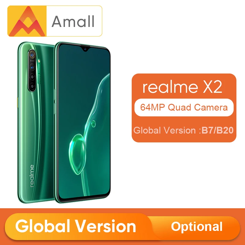 Глобальная версия CN версия realme X2 X 2 Мобильный телефон Snapdragon 730G 64MP Quad камера 6,4 ''телефон nfc VOOC 30W FastCharger