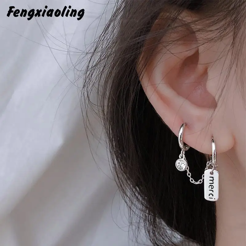 

Fengxiaoling New Arrivals 925 Sterling Silver Double Layer Earring Long Licensing Zircon Drop Earrings Jewelry Earring For Women