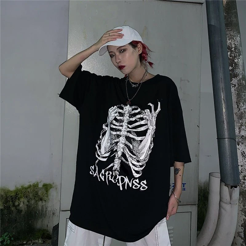 Cyber y2k Tops Women Grunge Aesthetic Clothes Skull Print Graphic T Shirts  Punk Gothic Clothing (E1-Blue, S) at  Women's Clothing store