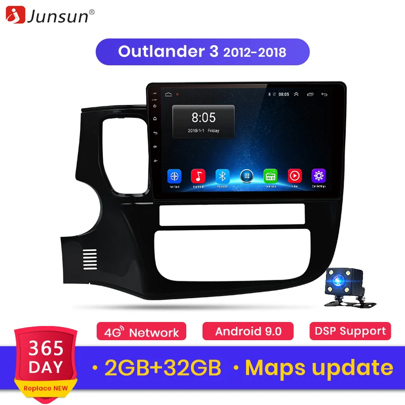 Junsun 2G+ 32G Android 8,1 для Mitsubishi Outlander 3 2012 2013- Авто 2din Автомагнитола стерео плеер gps навигация без dvd