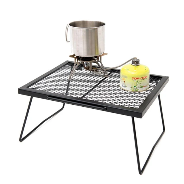 Tavolo per barbecue pieghevole portatile tavolo per griglia per falò griglia  in acciaio resistente per campeggio