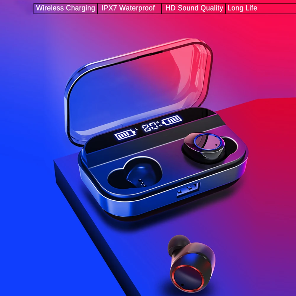 

Bluetooth 5.0 TWS Wireless Earphones 4000mAh Power Display Touch Control Sport 9D Stereo Cordless Earbuds Hifi Headset