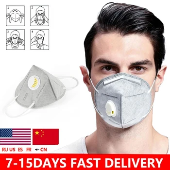 

10pcs kn95 mask With Breathing Valve Filter FoldMask Non-woven Anti Dust Respirator Air Purifying Mask Mascarillas Masque Masker