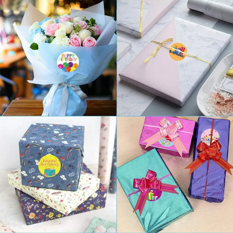 50-500pcs 1inch Cute Happy Birthday Stickers Handmad Decor Envelope Sealing Label Kids toys gift Package Stationery Stickers
