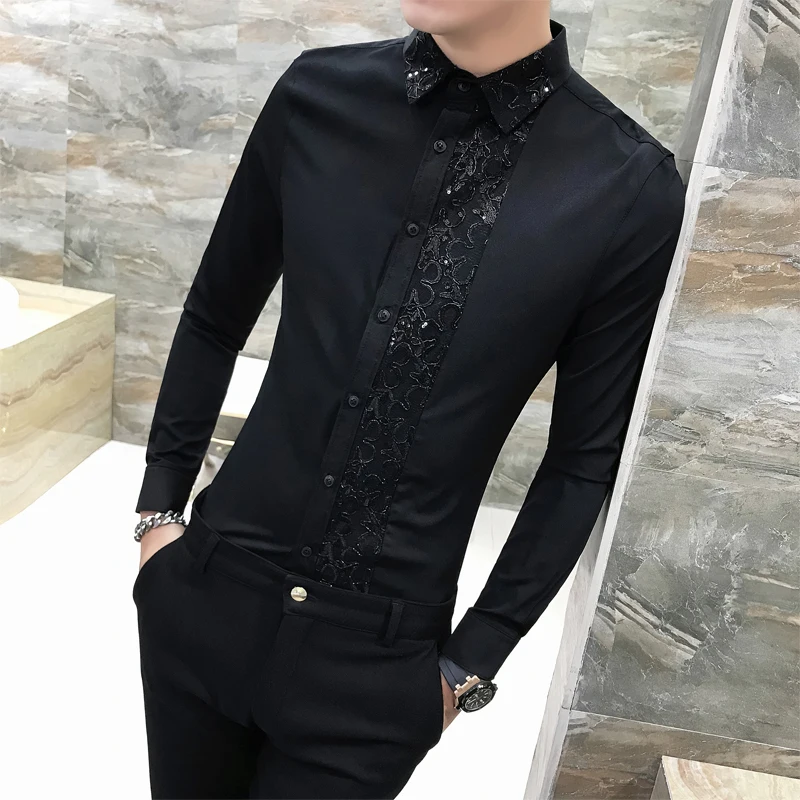 mens sparkly black shirt