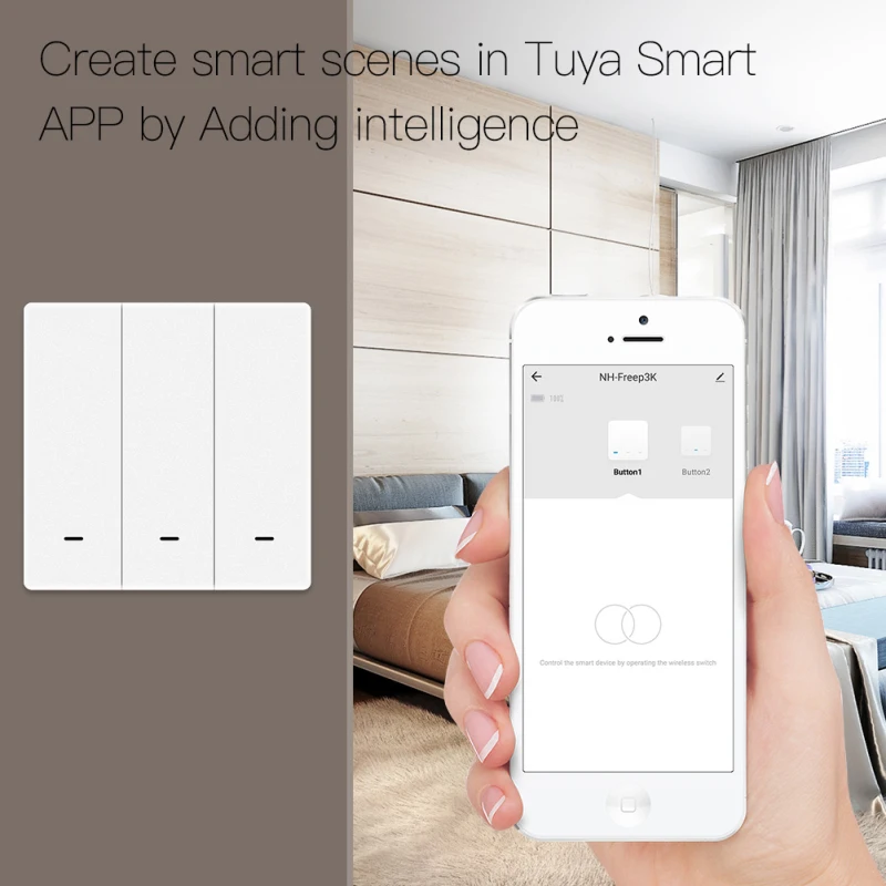 Tuya ZigBee Wireless Scene Switch Push Button Controller Smart Home Automation Scenario Smart Life 1-3 Gang smart switch smart switch module