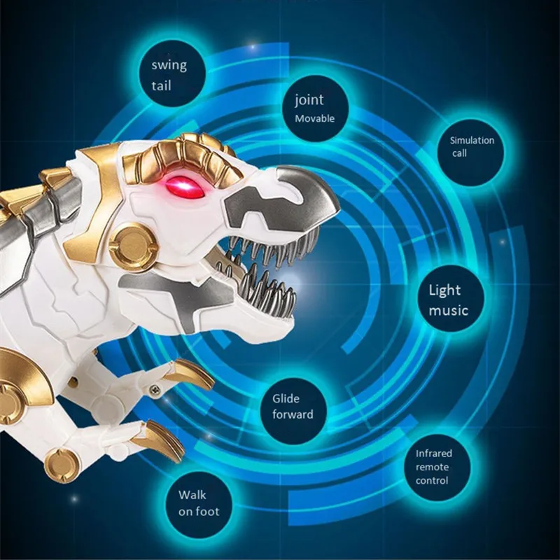 Charging electronic pet intelligent remote control dinosaur toy simulation mechanical robot light music sounds slide spin walk