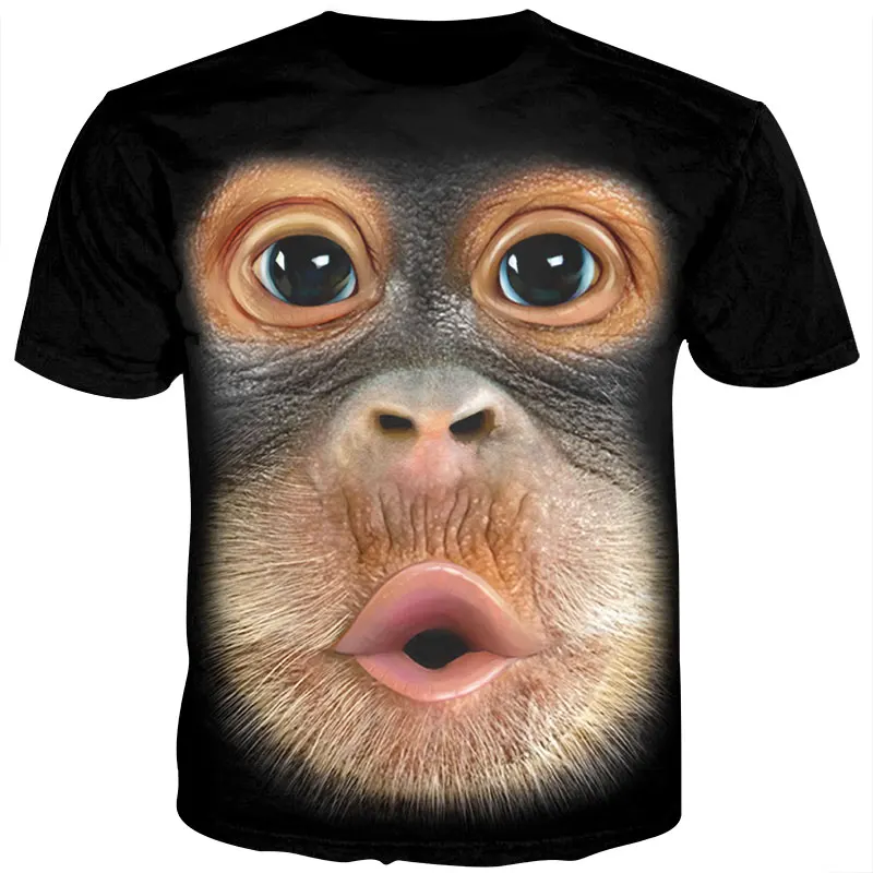 3D Animal Tshirt Male Funny Monkey Gorilla Tee Shirt Unisex Short Sleeve Harajuku Streetwear T Shirt Men Summer Tops XS 6XL 7XL