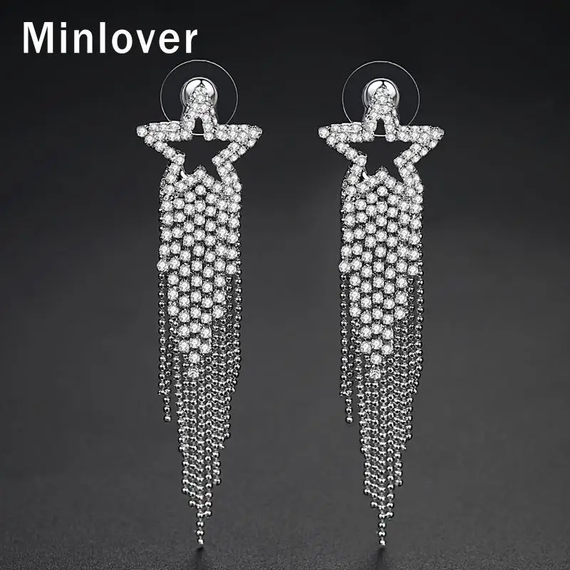 Висячие серьги в форме звезды Minlover для женщин богемные длинные висячие невесты