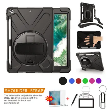 

Case For New iPad 10.2 2019 Pencil Holder Cover For iPad 10.2 7th Generation A2197 Kids Safe Shockproof Armor cover+Glass+Pen