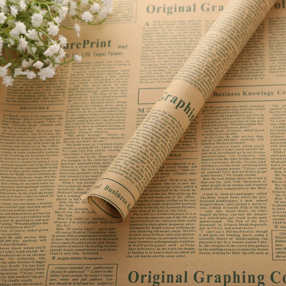

Wrapping Paper Flower Packaging Paper Waterproof Vintage Durable 4 Color Newspaper DIY Printing Bouquet Decor Home & Garden