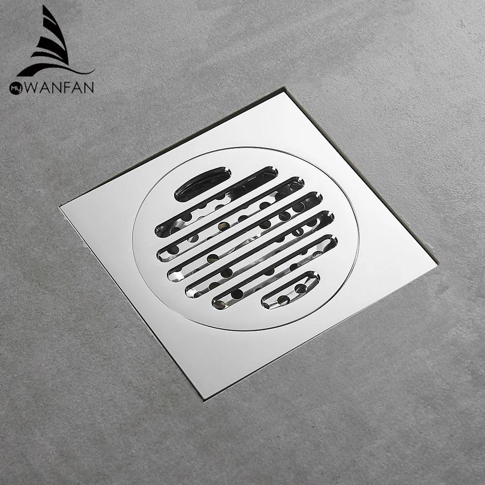 Душ стоков 10 см квадратный латунь хром Ванная комната трап балкон дезодорант