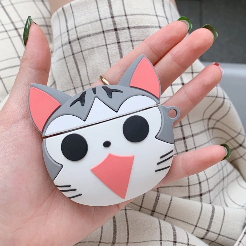 

NEW Earphone Case For AirPods Case Silicone 3D Cute Cartoon cat Protective Cover For Apple Air pods 2 Headphone Cases With hook