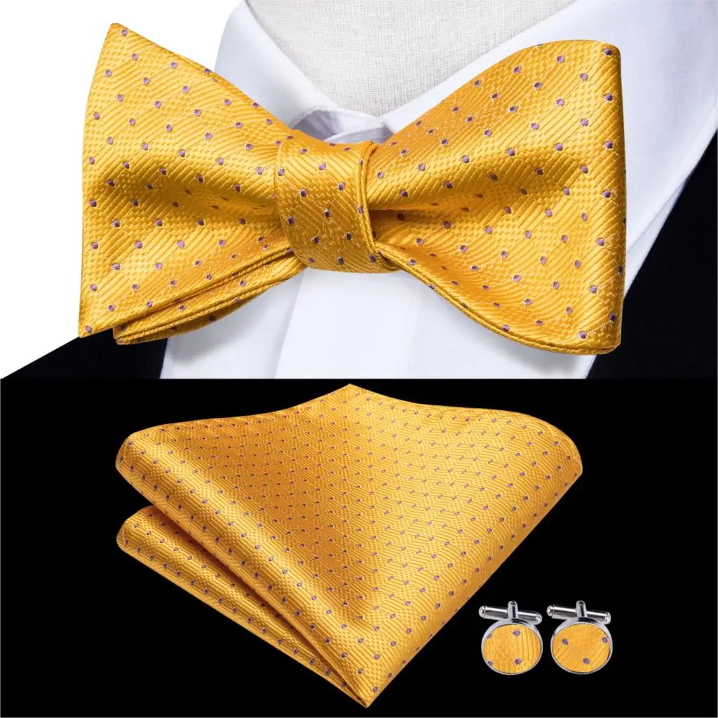 LH-, Hi-Tie, классический галстук-бабочка, галстук-бабочка цвета слоновой кости, золотистый, желтый, свадебная бабочка Карманный платок, запонки, набор золотых галстуков