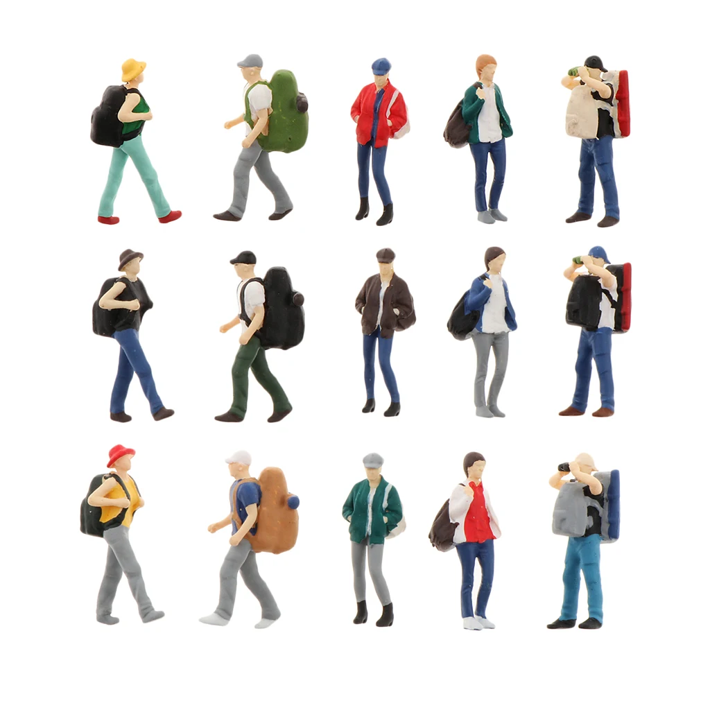5 Pieces People Figurines 1:64 Scale Model Trains People Figures Tiny People Hiking for Miniature Scenes