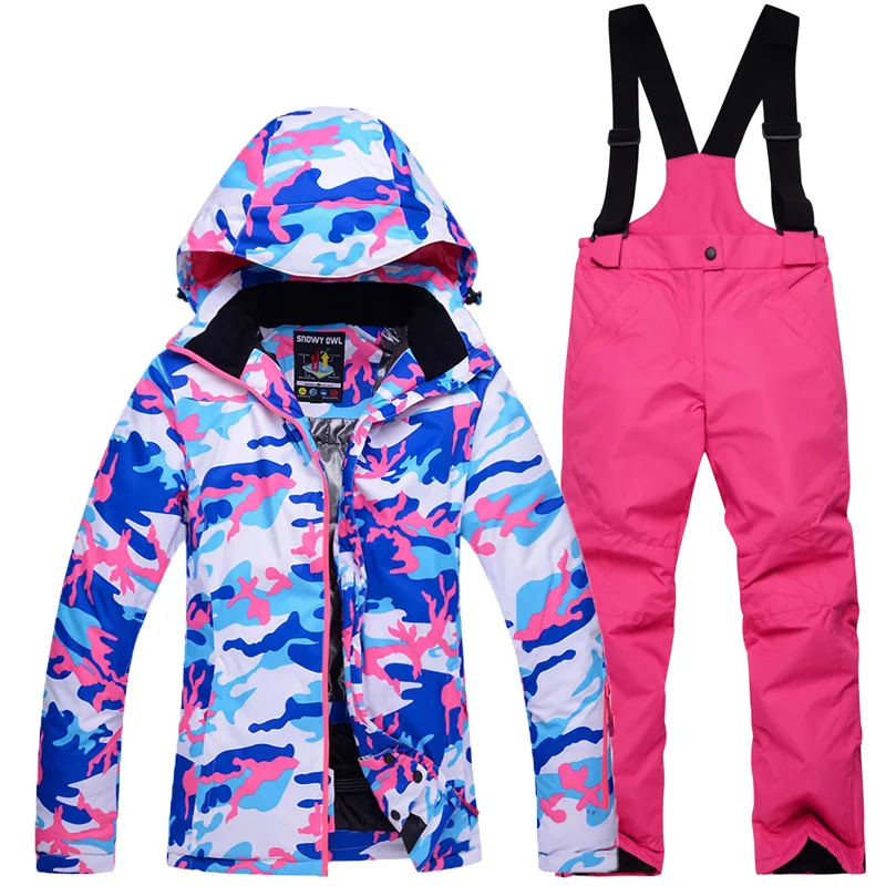 Хаки Ski Suit Kids Waterproof Windproof Snow Skiing Clothing Ski Pants Boys Girls-30 DEGREE Winter Warm Snowboarding Ski Jacket - Цвет: Хаки