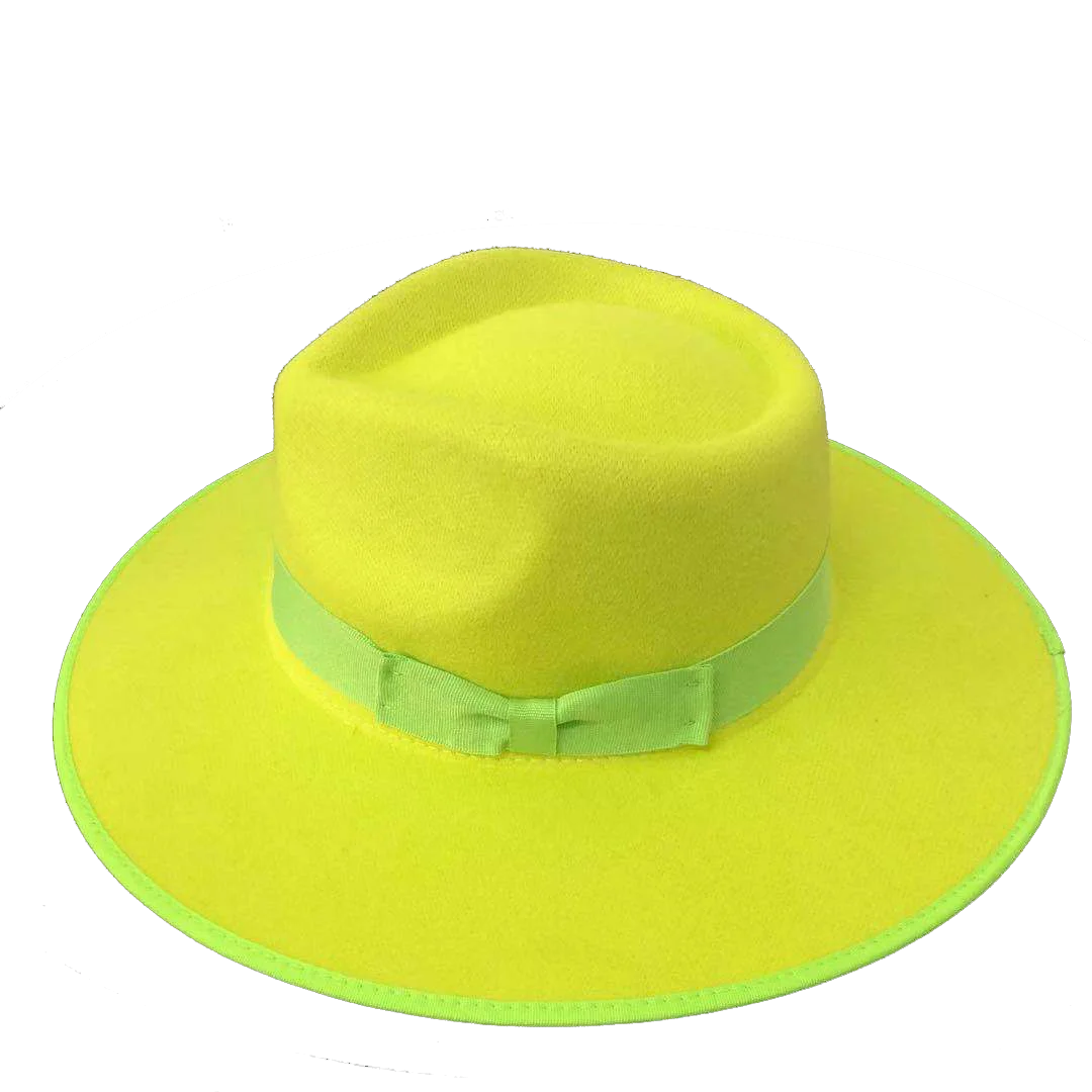 wool fedora hat Fluorescent green fedora hat edging thin series new style jazz hat felt hat bowknot accessories hat black top hat кепка мужска small fedora hat