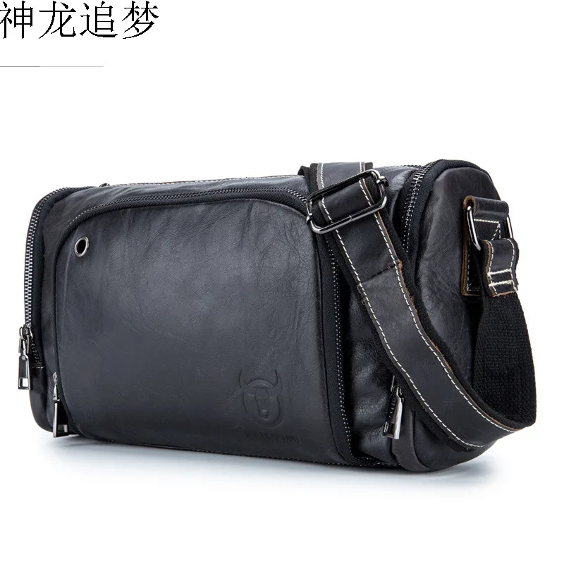 

Male bag Genuine leather shoulder bag slung cross section locomotive fitness postman purse men's leather bag men Crossbody bag