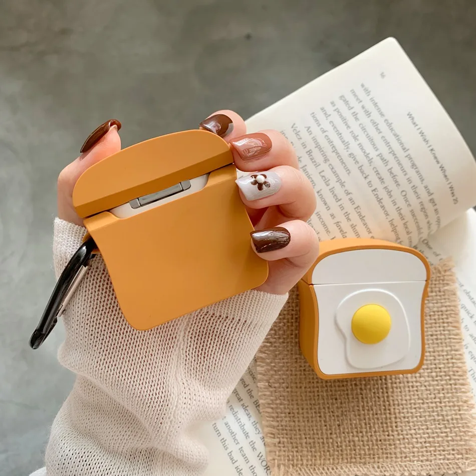 Etui omelette pour AirPods en Silicone avec porte-clés