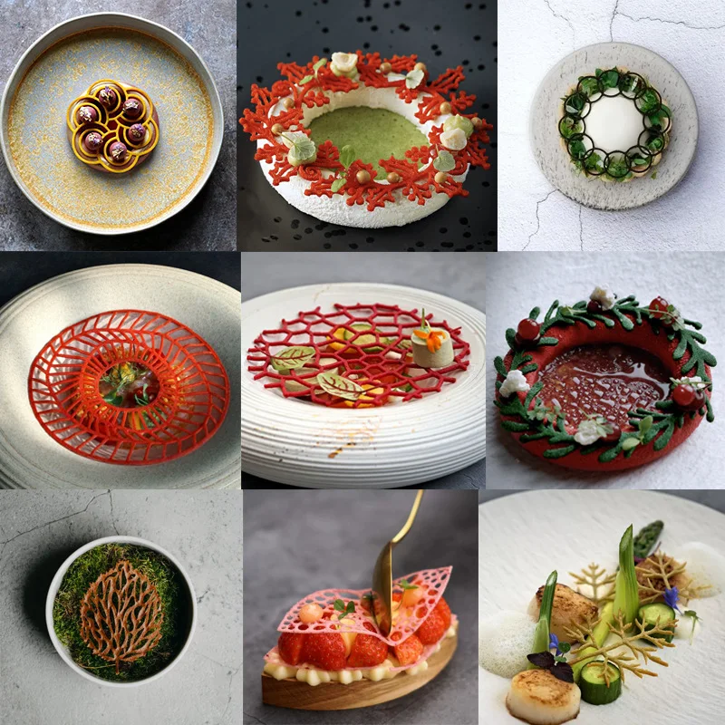 New Leaf Flower Ring Round Fondant Lace Mat Chocolate Mold DIY Baking Decoration Molecular Cuisine Printing Silicone Mold