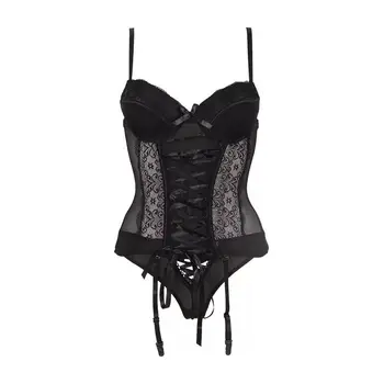 

Anlito New Sexy Halter lace bodysuit Women Skinny Hollow Out Black Jumpsuit Romper Body Feminino Overalls Mesh Playsuit