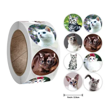 Pegatinas de gato bonitas para maestro de escuela, etiquetas de sellado, maestro de escuela de recompensa para pegatina, animales bonitos, papelería para niños, decoración de regalo, 100-500 Uds.