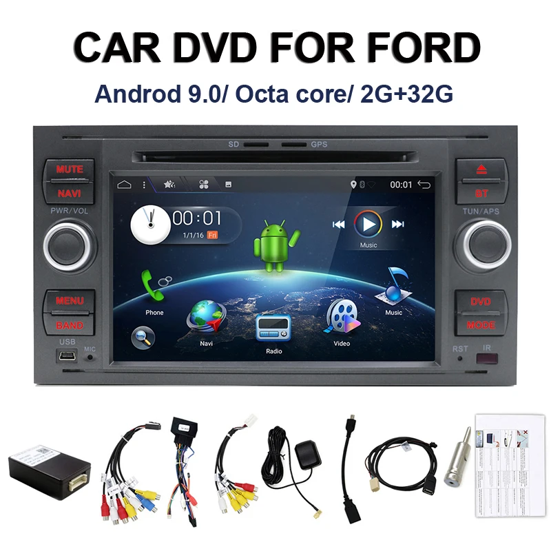 Android 9,0 Восьмиядерный два Din 7 дюймов Автомобильный dvd-плеер для Ford/Mondeo/Focus/Transit/C-MAX/S-MAX/Fiesta ram 2G gps навигация радио