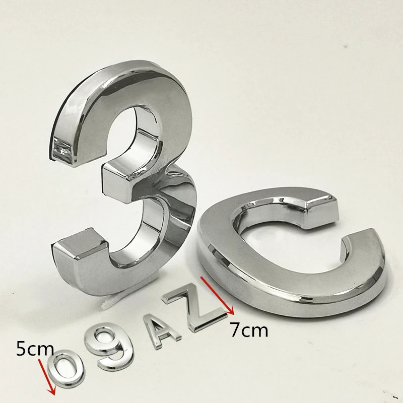 

5cm/7cm 0123456789ABC-Z Modern Silver Color Plaque Number House Letter Hotel Door Address Digits Sticker Plate Sign ABS plastic