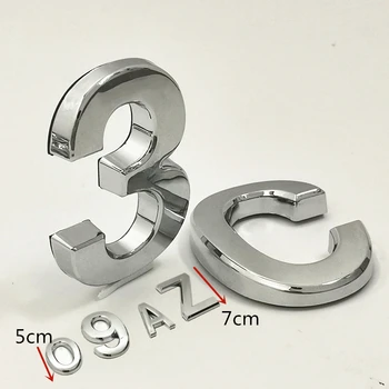 

5cm/7cm 0123456789ABC-Z Modern Silver Color Plaque Number House Letter Hotel Door Address Digits Sticker Plate Sign ABS plastic