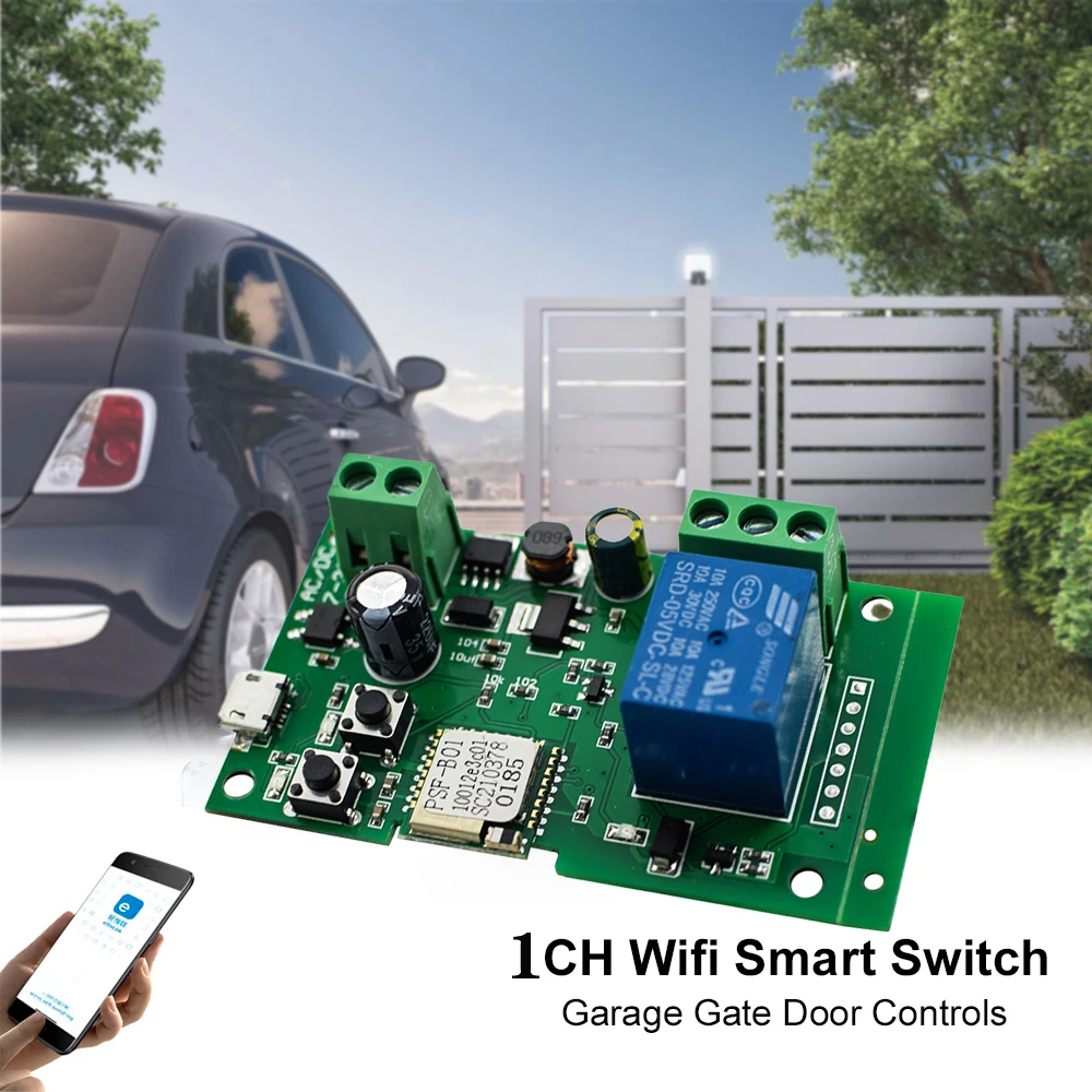 Tuya Smart Home 433MHz Remote Control Garage Wifi wireless Switch Module Voice Control Gate Door, electric light, fan