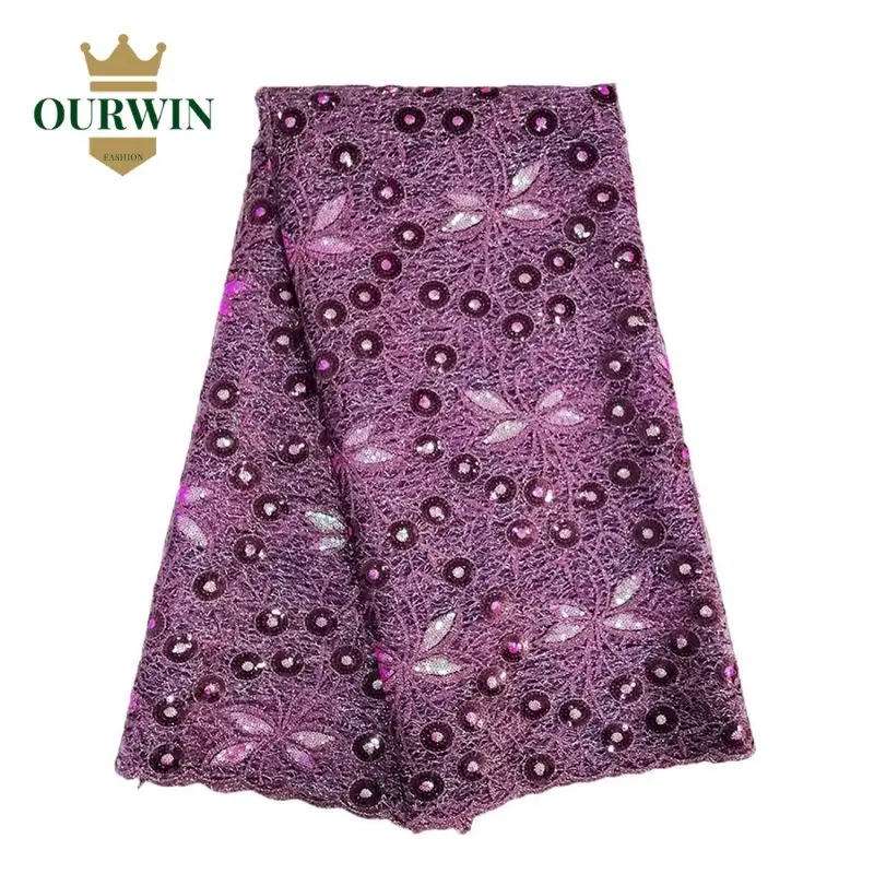 

5 Yards sequins lace fabric purple nigerian lace fabrics high quality 2019 tulle net lace fabric for wedding dresses 2019