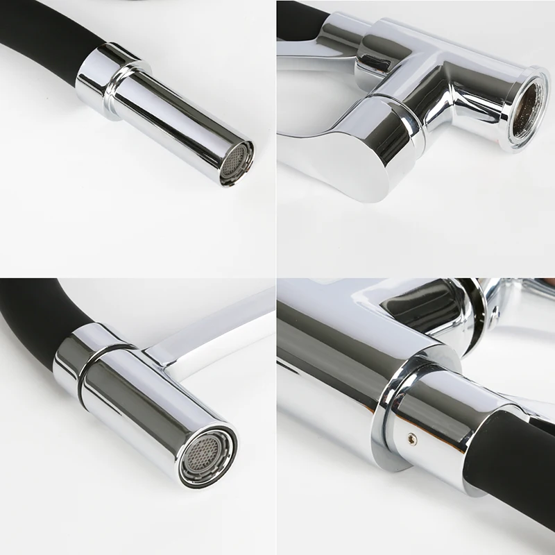 Gavaer Rubber Design Kitchen Faucets Any Direction Rotating Modern Kitchen Faucet Taps Single Handle Pull Down Deck Sinks Faucet