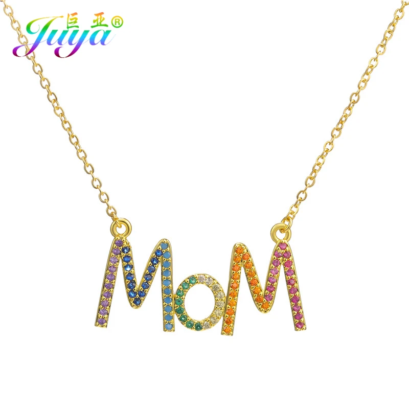 Juya Micro Pave Циркон мама имя буквы кулон ожерелье для дочери мамы год рождественский подарок Индивидуальные ювелирные изделия