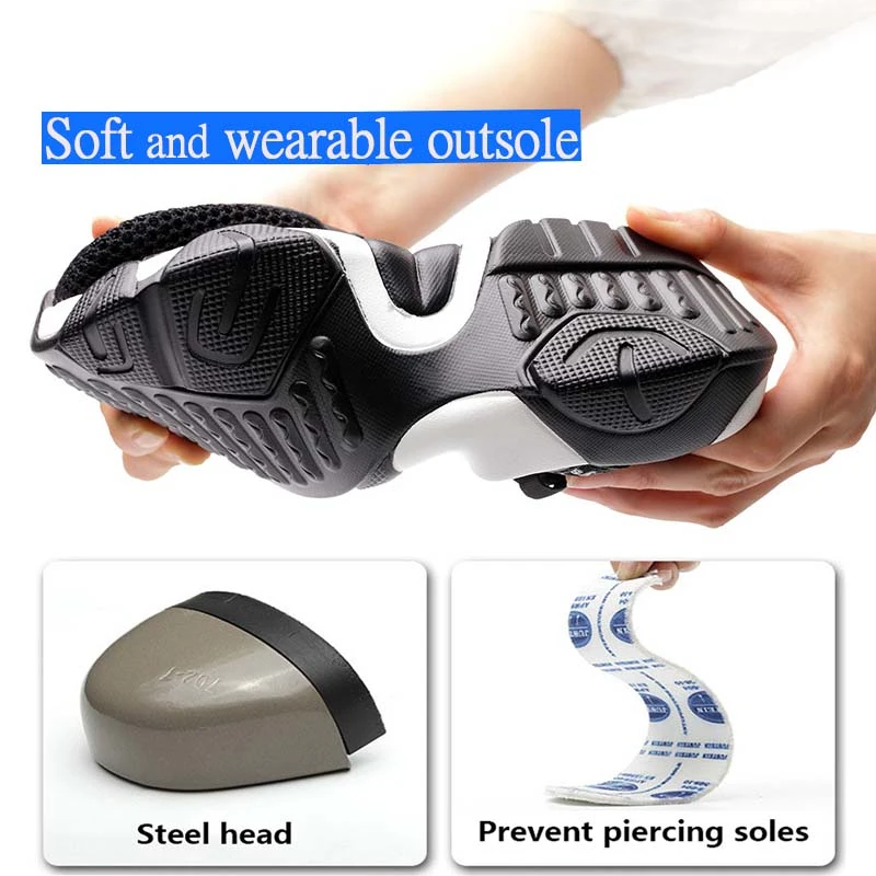 Safety Shoes Men Shoes Men Women Steel Toe Work Safety Shoes Lightweight Breathable Reflective Casual Sneaker Prevent piercing Women Protective boots